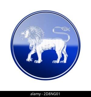 Lion zodiac icon blue, isolated on white background Stock Photo