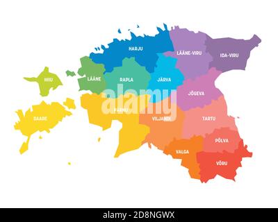 Colorful Political Map Of Estonia. Administrative Divisions - Counties 