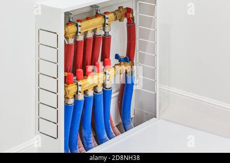 Radiant floor heating installation. Heating system. Stock Photo