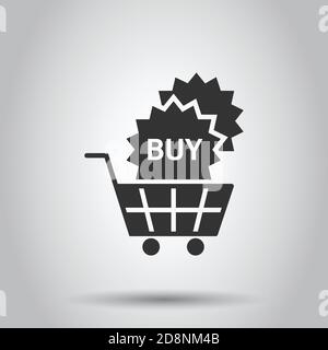 Shopping cart icon in flat style. Trolley vector illustration on white isolated background. Basket business concept. Stock Vector