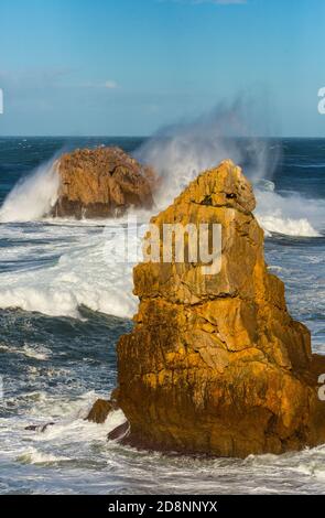 Portio beach, Liencres , Piélagos, Cantabrian sea, Cantabria, Spain, Europe Stock Photo
