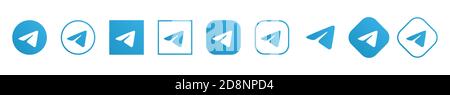 telegram set. telegram logo. telegram button. telegram icon. telegram vector editorial Stock Vector