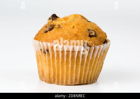 Chocolate chip muffin isolated on white background Stock Photo