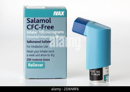 Salamol Easi-Breathe CFC-Free Inhaler with white background Stock Photo ...