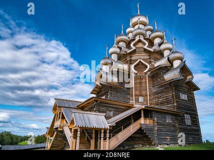 Wooden Church of Transfiguration at Kizhi Pogost, Karelia, Russia Stock Photo