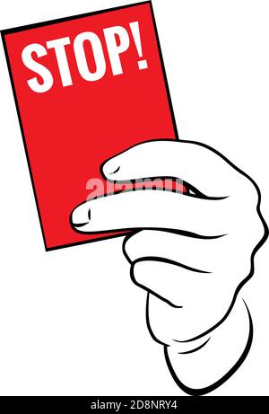 Hand with red card and stop. Vector Illustration and icon. Stock Vector