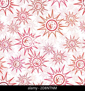 Lot of dangerous red virus cells, modern seamless pattern on white Stock Vector
