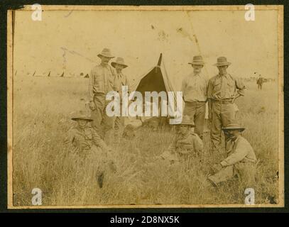 Two women join the soldiers at their training camp in Queensland,  World War One. Stock Photo