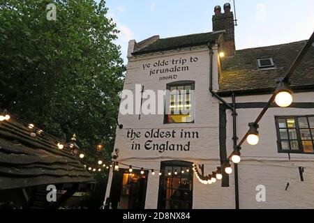 Ye Olde Trip To Jerusalem pub,Old Trip To Jerusalem bar,Ancient pub,Brewhouse Yard, 1, Nottingham,Nottinghamshire,NG1 6AD Stock Photo