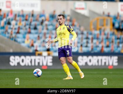 The Den, Bermondsey, London, UK. 31st Oct, 2020. English Championship Football, Millwall Football Club versus Huddersfield Town; Harry Toffolo of Huddersfield Town Credit: Action Plus Sports/Alamy Live News Stock Photo