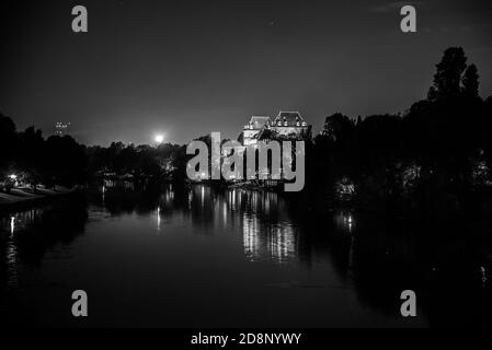 Night in Turin along the river Po Stock Photo