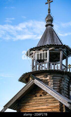 Chapel of the Savior from the village Vigovo at Kizhi island, Karelia, Russia Stock Photo