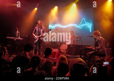 The psychedelic rock band Tame Impala performing at Music Hall of Williamsburg in Brooklyn, NY on 11/07/2012. Stock Photo