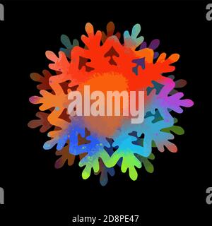 A multi-colored abstraction of a snowflake. Merry Christmas. Mixed media. Vector illustration Stock Vector