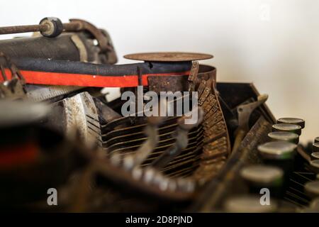 Close up photo of an old and dusty typing machine Stock Photo