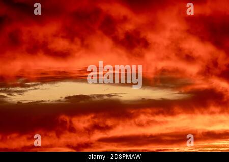 Dramatic red orange sunset sky cloudscape Stock Photo