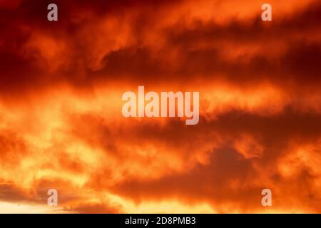 Dramatic red orange sunset sky cloudscape Stock Photo