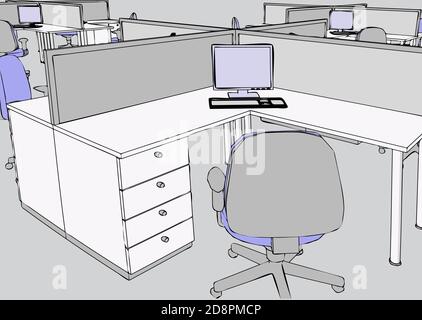 empty office interior. Office room vector illustration Stock Vector