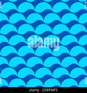 Abstract marine seamless pattern with geometric waves Stock Vector