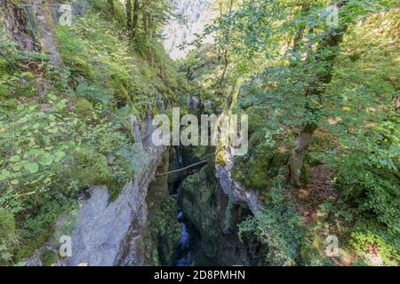 Hiking track of the Pertes de L'Ain, Losses of the Ain, Jura in France Stock Photo