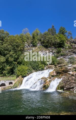 Hiking track of the Pertes de L'Ain, Losses of the Ain, Jura in France Stock Photo