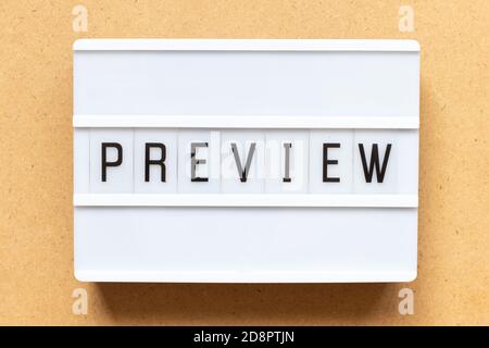 Lightbox with word preview on wood background Stock Photo