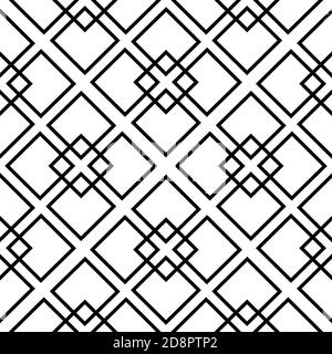 Simple geometric repeating pattern with black and white squares. Seamless abstract pattern with shapes. Vector illustration Stock Vector