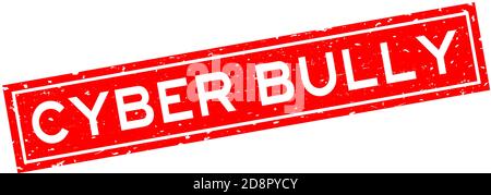 Grunge red cyber bully word round rubber seal stamp on white background ...