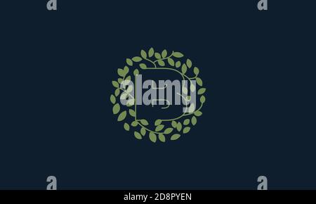 Letter B  with leaf green garden nature pattern ornament logo vector icon  design Stock Vector