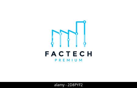 factory line outline connect building for technology logo vector icon design Stock Vector