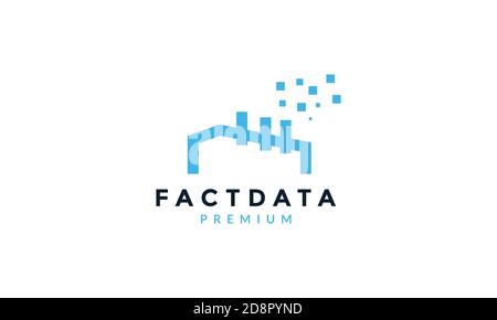 factory industry building line data technology logo vector icon design Stock Vector
