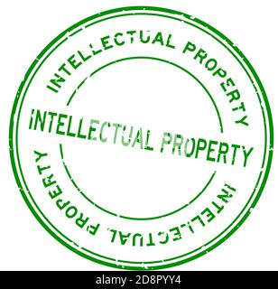 Grunge green intellectual property word round rubber seal stamp on white background Stock Vector