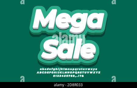 Mega Sale discount promotion 3d cyan template Stock Vector