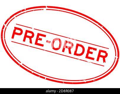 Grunge red pre order word oval rubber seal stamp on white background Stock Vector