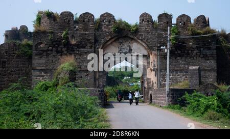 a close view of Kalaburagi fort entrance gate in Kalaburagi, Kalaburagi, Karnataka/India-October, 30.2020 Stock Photo