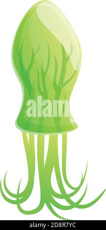 Green jellyfish icon. Cartoon of green jellyfish vector icon for web design isolated on white background Stock Vector