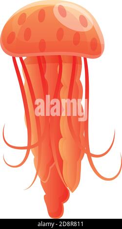 Red jellyfish icon. Cartoon of red jellyfish vector icon for web design isolated on white background Stock Vector