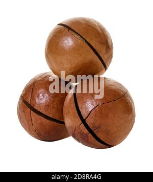 macadam nuts with clipping path on a white isolated background Stock Photo
