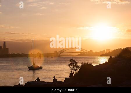 Sydney Harbour View from Milk Beach, Vaucluse, Sydney, Australia. Stock Photo