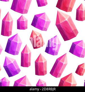 Ruby gem crystals cartoon vector seamless pattern Stock Vector