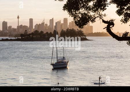 Sydney Harbour View from Milk Beach, Vaucluse, Sydney, Australia. Stock Photo