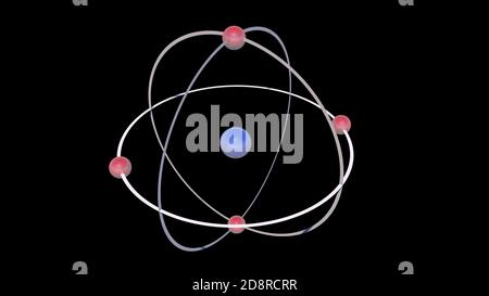 Atom and its orbits. 3d illustration Stock Photo