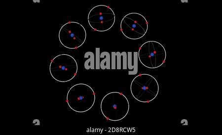 Atom and its orbits. 3d illustration Stock Photo