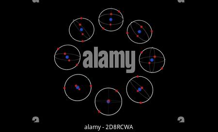 Atom and its orbits. 3d illustration Stock Photo