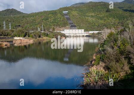 Hydro power station at Tokaanu, near Turangi, North Island, New Zealand Stock Photo