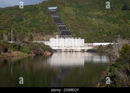 Hydro power station at Tokaanu, near Turangi, North Island, New Zealand Stock Photo