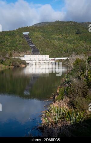 Hydro power station at Tokaanu, near Turangi, North Island, New Zealand Stock Photo