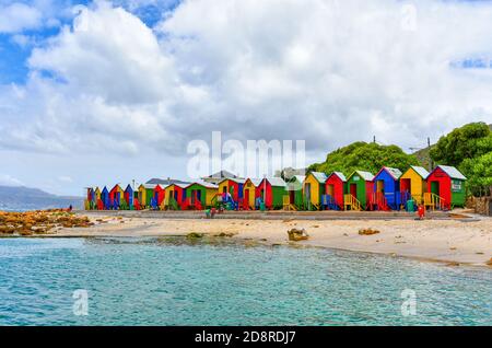 Colorful St James Beach Huts, Muizenberg, Cape Town, South Africa Stock Photo