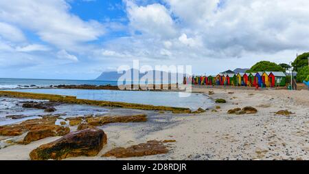 St James Beach Huts in Cape Town, Western Cape, South Africa Stock Photo