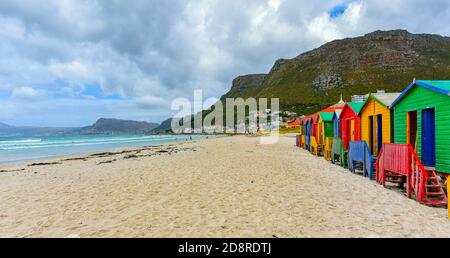 St James Beach Huts in Cape Town, Western Cape, South Africa Stock Photo